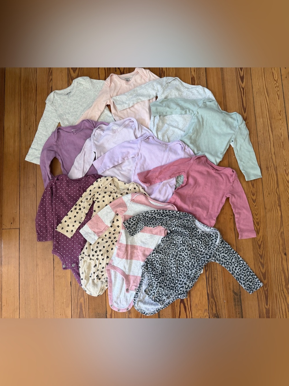 Carter’s 12M Long Sleeve Bodysuit Lot 12 Pc + Free Christmas Pajamas
